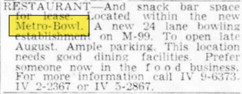 Metro Bowl - June 26 1959 Ad (newer photo)